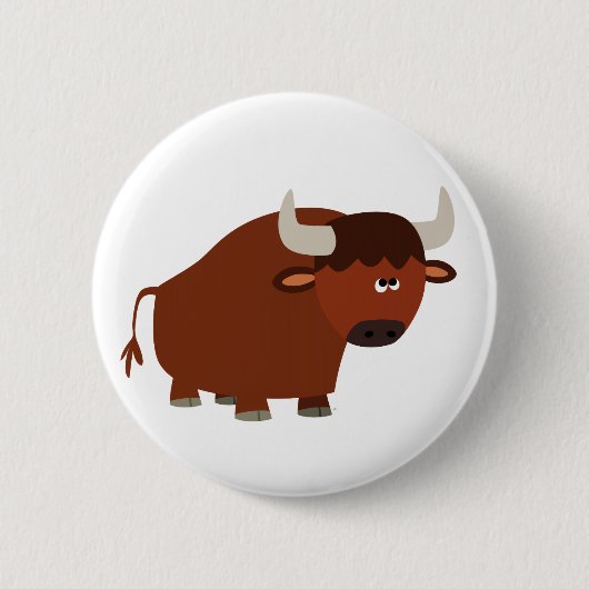 Cute Shy Cartoon Bull Ronde Button 5,7 Cm (Voorkant)