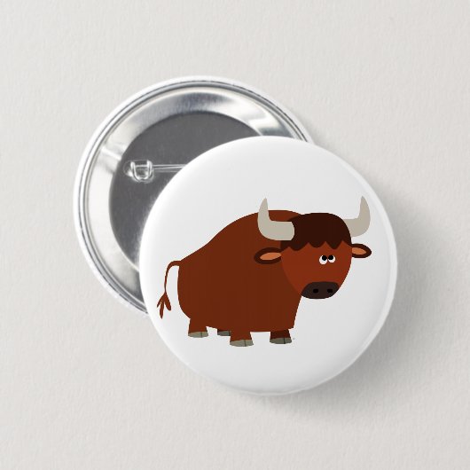 Cute Shy Cartoon Bull Ronde Button 5,7 Cm (Voorkant /achterkant)