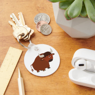Cute Shy Cartoon Bull Sleutelhanger