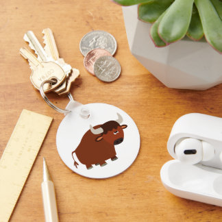 Cute Shy Cartoon Bull Sleutelhanger