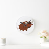 Cute Shy Cartoon Bull Wall Clock Ronde Klok (Huis)