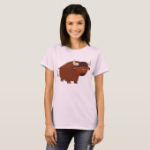 Cute Shy Cartoon Bull Women T-Shirt (Voorkant volledig)
