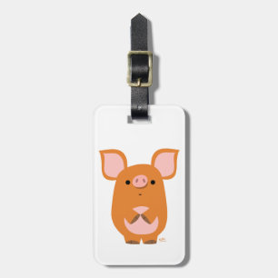 Cute Shy Cartoon Pig Bagagelabel