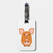 Cute Shy Cartoon Pig Bagagelabel (Achterkant verticaal)