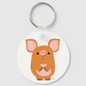 Cute Shy Cartoon Pig Sleutelhanger (Voorkant)