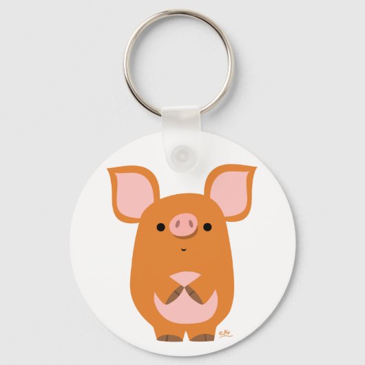Cute Shy Cartoon Pig Sleutelhanger (Voorkant)