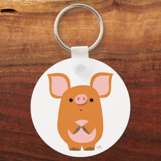 Cute Shy Cartoon Pig Sleutelhanger (Voorkant)