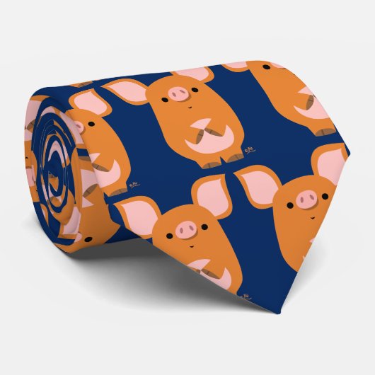 Cute Shy Cartoon Pig Stropdas (Opgerold)