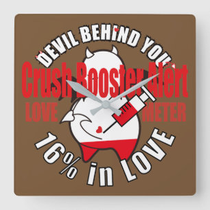 Cute Shy Devil in LOVE Vierkante Klok