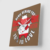 Cute Shy Devil in LOVE Vierkante Klok (Hoek)