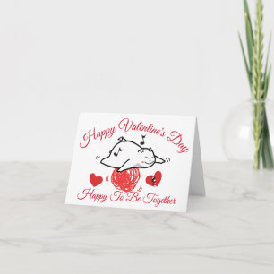 Cute Shy Devil met LOVES Happy Valentime Day Feestdagen Kaart