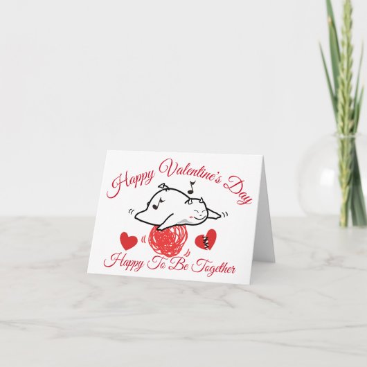 Cute Shy Devil met LOVES Happy Valentime Day Feestdagen Kaart (Voorkant)