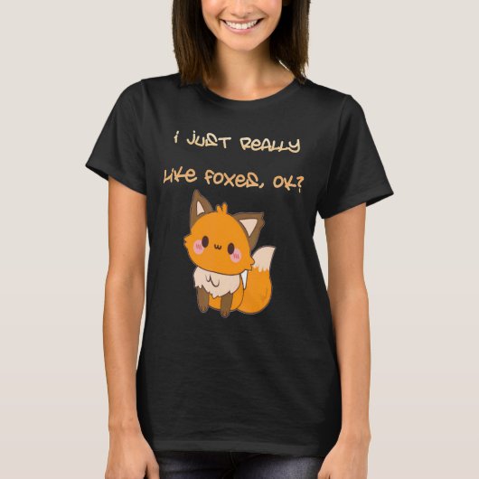 Cute Shy Fox ik hou echt van Foxes. T-shirt (Voorkant)
