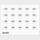Cute Shy Girlie Comic Cartoon Face Ronde Sticker (Vel)