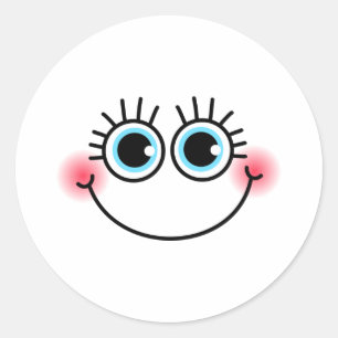 Cute Shy Girlie Comic Cartoon Face Ronde Sticker