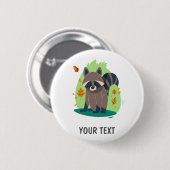 Cute Shy raccoon Ronde Button 5,7 Cm (Voorkant /achterkant)