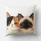 Cute Siamese & Calico Cat Portrait Duo | Adorable  Kussen (Achterkant)