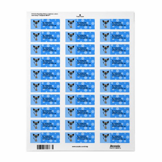 Cute Siamese Cat Blue Return Label (Full Sheet)
