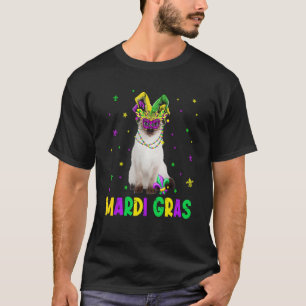 Cute Siamese Cat Carnival Masker Mardi Gras Cat T-shirt