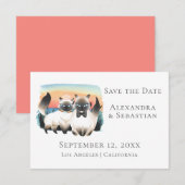 Cute Siamese Cat Couple Save the Date Wedding Kaart (Voorkant / Achterkant)