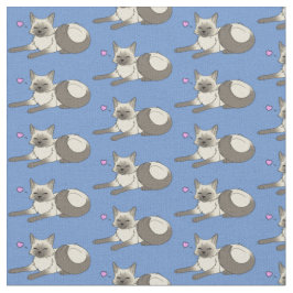 Cute Siamese Cat Fabric Stof