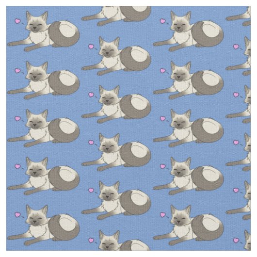 Cute Siamese Cat Fabric Stof (Close Up)