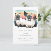 Cute Siamese Cat Gay Couple bewaart de datum van h Kaart (Staand voorkant)