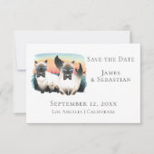 Cute Siamese Cat Gay Couple bewaart de datum van h Kaart (Voorkant)