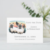 Cute Siamese Cat Gay Couple bewaart de datum van h Kaart (Staand voorkant)