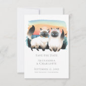 Cute Siamese Cat Gay Couple bewaart de datum van h Kaart (Voorkant)