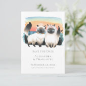 Cute Siamese Cat Gay Couple bewaart de datum van h Kaart (Staand voorkant)
