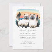Cute Siamese Cat Gay Couple Wedding Personalized Kaart (Voorkant)