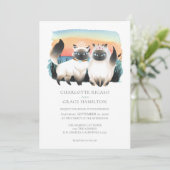 Cute Siamese Cat Gay Couple Wedding Personalized Kaart (Staand voorkant)