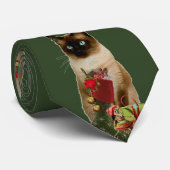 Cute Siamese Cat Kerstmis Stropdas (Opgerold)