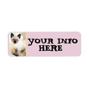 CUTE SIAMESE CAT KITTEN RETURN ADRES ETIKETTERS ETIKET