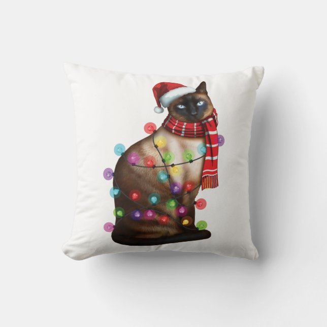 Cute Siamese Cat Lover Funny Xmas Holiday Gift Kussen (Voorkant)