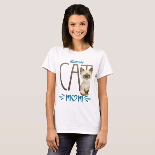 Cute Siamese Cat Ma T-Shirt (Voorkant volledig)
