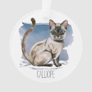 Cute Siamese Cat Painting Jouw namen toevoegen Ornament