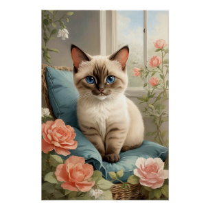 Cute Siamese Cat Perfect Poster