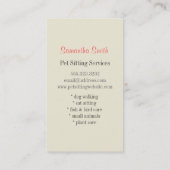 Cute Siamese Cat Pet Sitting Service Visitekaartje (Achterkant)