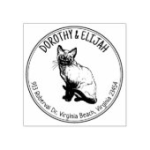 Cute Siamese Cat Return Address Couple, Cirkel Rubberstempel (Afrduk)