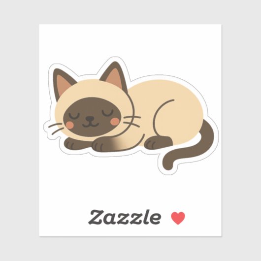 Cute Siamese Cat Sleeping – Kawaii Style Sticker (Vel)