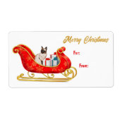 Cute Siamese Cat Sleigh Gift Label (Voorkant)