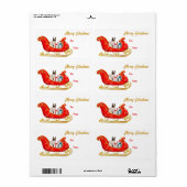 Cute Siamese Cat Sleigh Gift Label (Full Sheet)