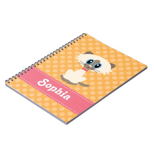 Cute Siamese Cat Spiral Notitieboek Journal (Linkerzijde)