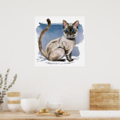 Cute Siamese Cat Waterverf Painting Poster (Keuken)