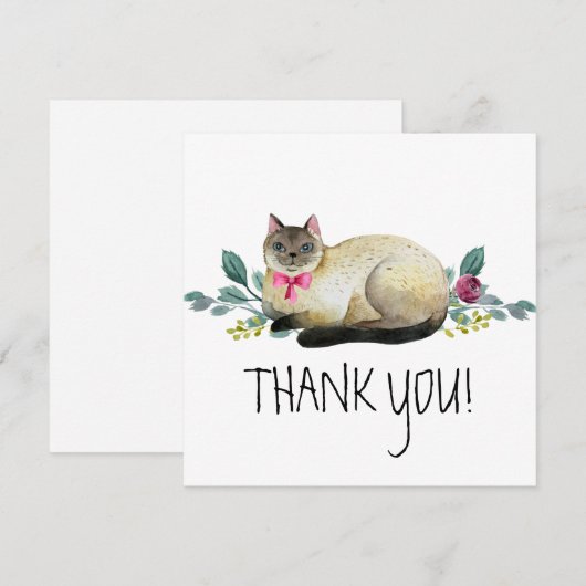 Cute Siamese Cat White Bedankt (Voorkant / Achterkant)