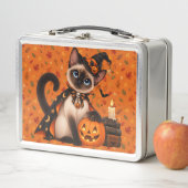 Cute Siamese Cat Witch Halloween (In situ)
