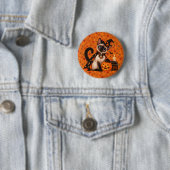 Cute Siamese Cat Witch Halloween Ronde Button 5,7 Cm (In situ)