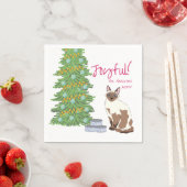 Cute Siamese Cat with Tuna Christmas Joyful Servet (Insitu)